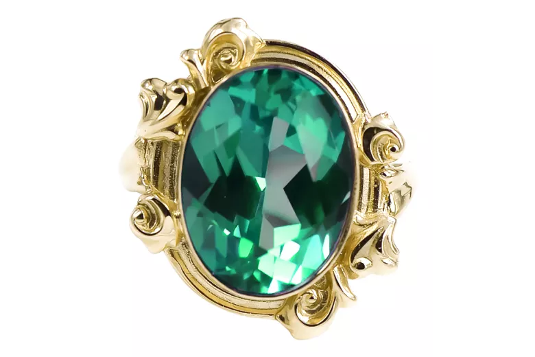 Anillo Esmeralda Oro amarillo de 14 quilates Joyería vintage vrc100y