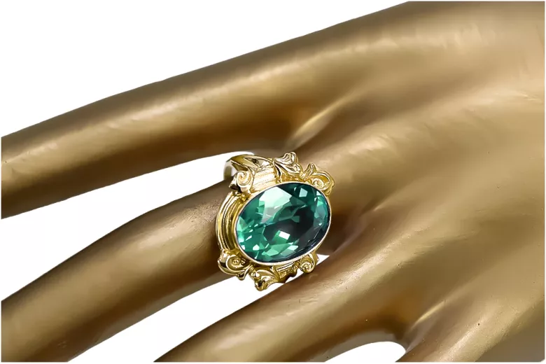 Émeraude Or jaune 14 carats Anneau Vintage vrc100y