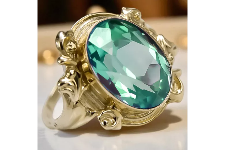 Vintage Stil Ring Smaragd 14 Karat Gelbgold vrc100y