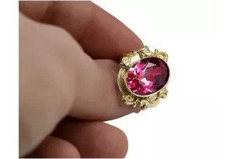Anneau Rubis Or jaune 14 carats Style vintage vrc100y