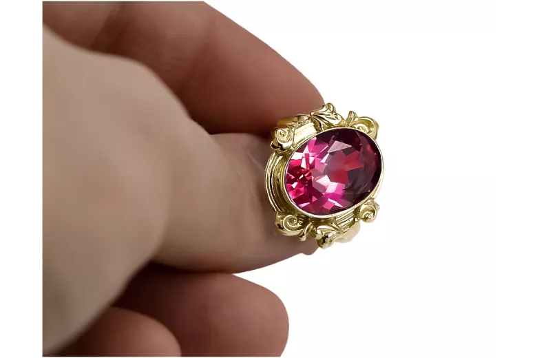 14k žluté zlato Rubín  Vintage style vrc100y