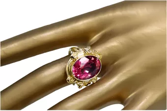 14k žluté zlato Rubín  Vintage style vrc100y