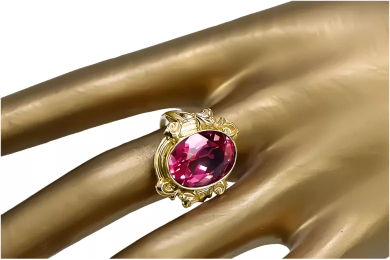 Vintage bijuterii Inel Rubin Aur galben 14K vrc100y