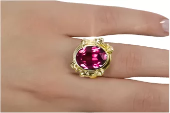 14k žluté zlato Rubín  Vintage style vrc100y