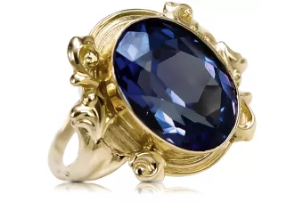 Anneau Artisanat vintage Saphir Or jaune 14 carats vrc100y