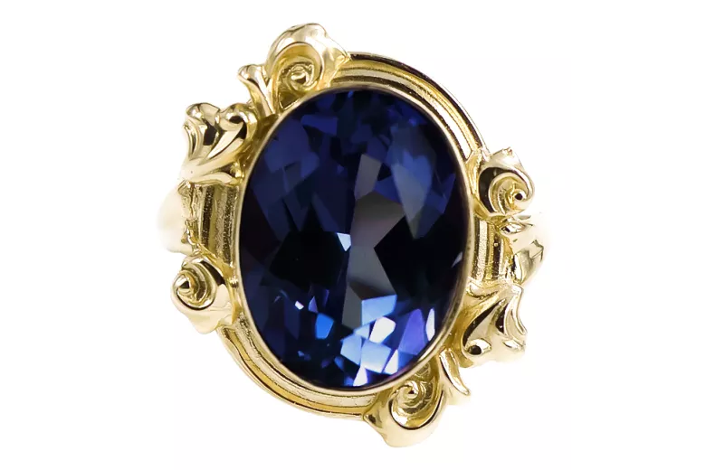 Safir Aur galben 14K Inel Vintage Craft  vrc100y