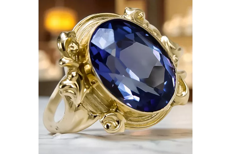 14K Yellow gold Sapphire Ring Vintage vrc100y