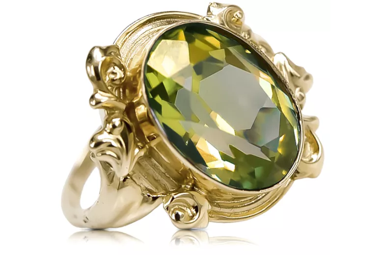 14K Yellow gold Yellow Peridot Ring Vintage craft vrc100y