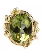 14k geltono aukso Geltonasis peridotas Žiedas Vintažiniai amatai vrc100y