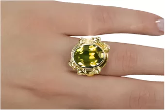 Estilo vintage Anillo Peridoto amarillo Oro amarillo de 14 quilates vrc100y
