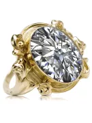 Anneau Zircon Or jaune 14 carats Style vintage vrc100y