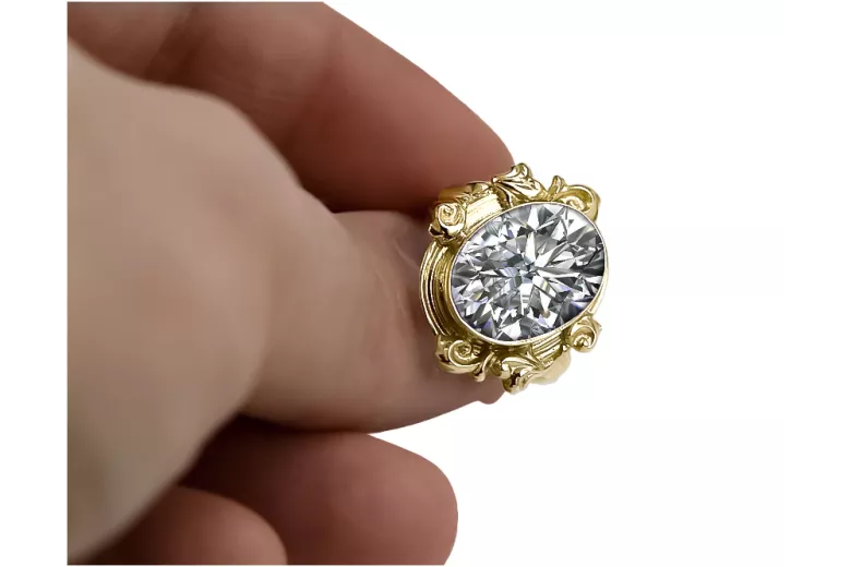 Zirkon 14 Karat Gelbgold Ring Vintage Schmuck vrc100y