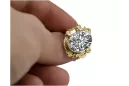 Anneau Zircon Or jaune 14 carats Style vintage vrc100y