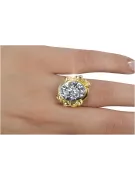 Anneau Zircon Or jaune 14 carats Style vintage vrc100y