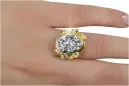 Anneau Zircon Or jaune 14 carats Style vintage vrc100y