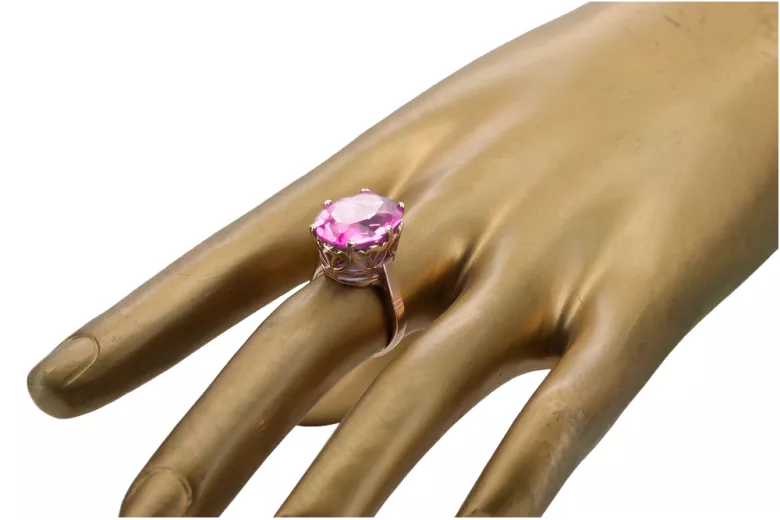 Anillo ruso soviético rosa 14k 585 oro Alejandrita Rubí Esmeralda Zafiro Zircon vrc189