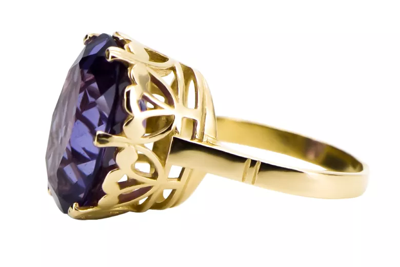 Vintage craft Ring Alexandrite 14K Yellow gold vrc130y