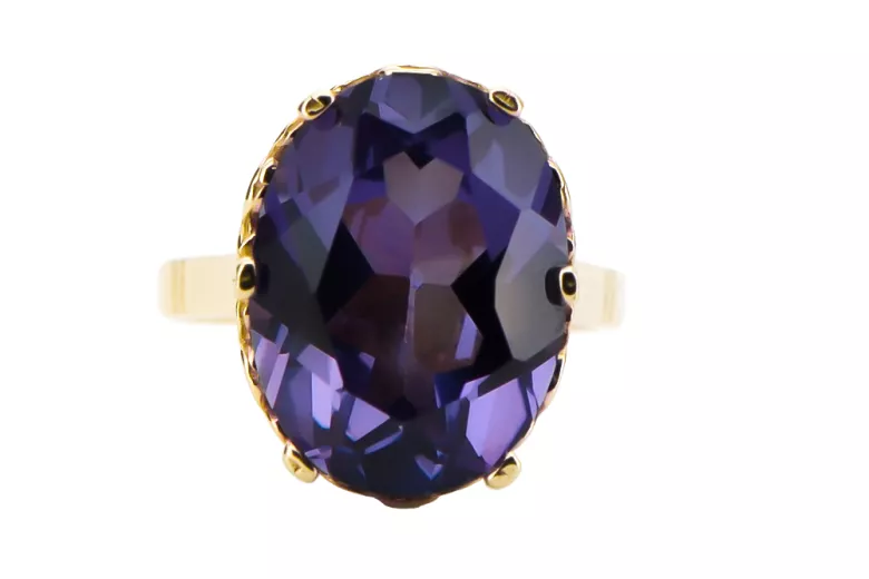 Vintage craft Ring Alexandrite 14K Yellow gold vrc130y