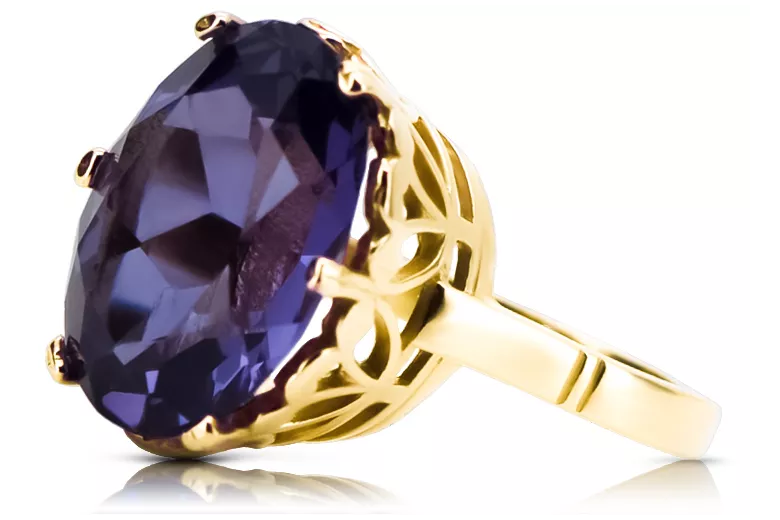 Alexandrite Or jaune 14 carats Anneau Artisanat vintage vrc130y