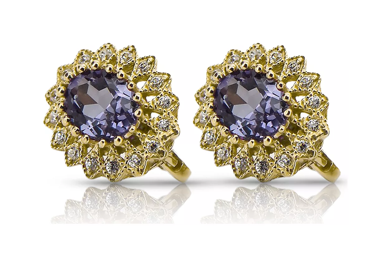 Earrings Vintage Alexandrite 14K Yellow gold vec125y