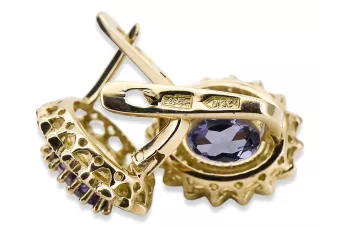 14k żółte złoto Aleksandryt Kolczyki Vintage Biżuteria vec125y