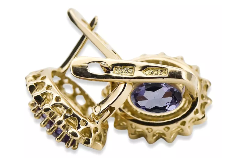 Earrings Vintage Alexandrite 14K Yellow gold vec125y