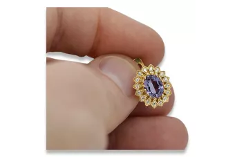 Vintage Ohrringe Alexandrit 14 Karat Gelbgold vec125y