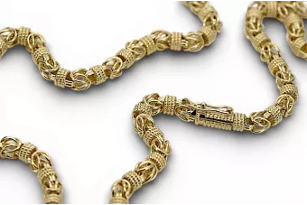 Amarillo oro de 14k Bizantina hombre sólido mujeres cadena cc009y Estilo vintage