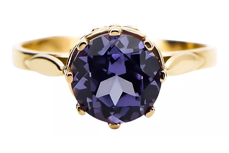 Or jaune 14 carats Alexandrite Anneau Vintage vrc366y