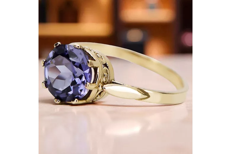 Or jaune 14 carats Alexandrite Anneau Vintage vrc366y