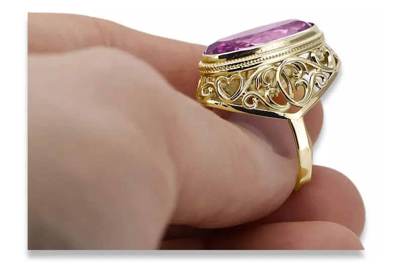 Ring Vintage craft Amethyst 14K Yellow gold vrc184y