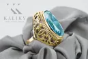 Пръстен Винтидж крафт Аквамарин 14K жълто злато vrc184y