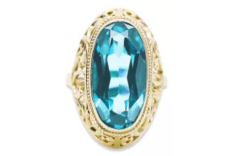 14 Karat Gelbgold Aquamarin Ring Vintage vrc184y