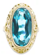 Aquamarine 14K Yellow gold Ring Vintage craft vrc184y