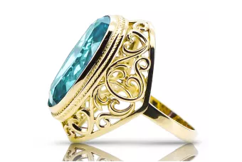 14 Karat Gelbgold Aquamarin Ring Vintage vrc184y