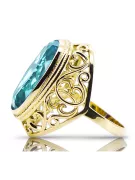 Stil Vintage Inel Acvamarin Aur galben 14K vrc184y