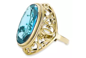 14 Karat Gelbgold Aquamarin Ring Vintage vrc184y