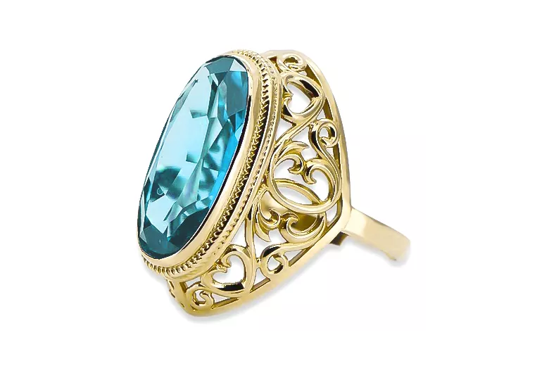 Vintage Anillo Aguamarina Oro amarillo de 14 quilates vrc184y