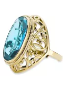 Aquamarine 14K Yellow gold Ring Vintage craft vrc184y