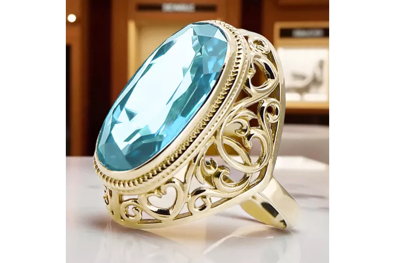 Vintage Jewlery  Akvamarín 14k žluté zlato vrc184y