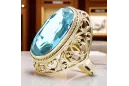 Or jaune 14 carats Aigue-marine Anneau Style vintage vrc184y