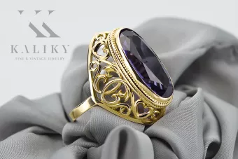 Alexandrit 14 Karat Gelbgold Ring Vintage Handwerk vrc184y