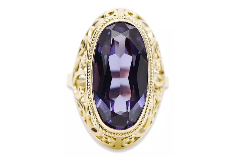 Vintage Anneau Alexandrite Or jaune 14 carats vrc184y