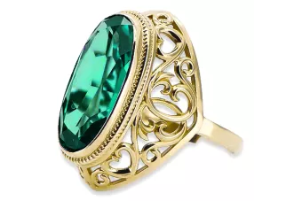 Vintage Handwerk Ring Smaragd 14 Karat Gelbgold vrc184y