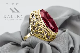 14 Karat Gelbgold Rubinrot Ring Vintage Schmuck vrc184y