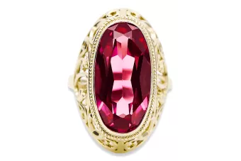 14 Karat Gelbgold Rubinrot Ring Vintage Schmuck vrc184y