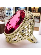 14k żółte złoto Rubin Pierścionek Styl Vintage vrc184y