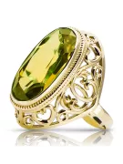 Oro amarillo de 14 quilates Peridoto Anillo Estilo vintage vrc184y