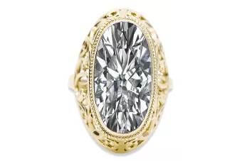 Zircon Or jaune 14 carats Anneau Artisanat vintage vrc184y