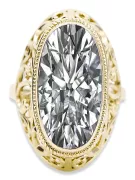 14 Karat Gelbgold Zirkon Ring Vintage Handwerk vrc184y